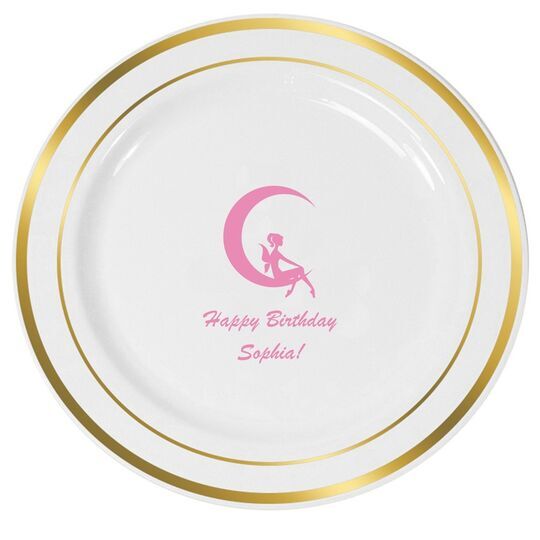 Fairy on the Moon Premium Banded Plastic Plates
